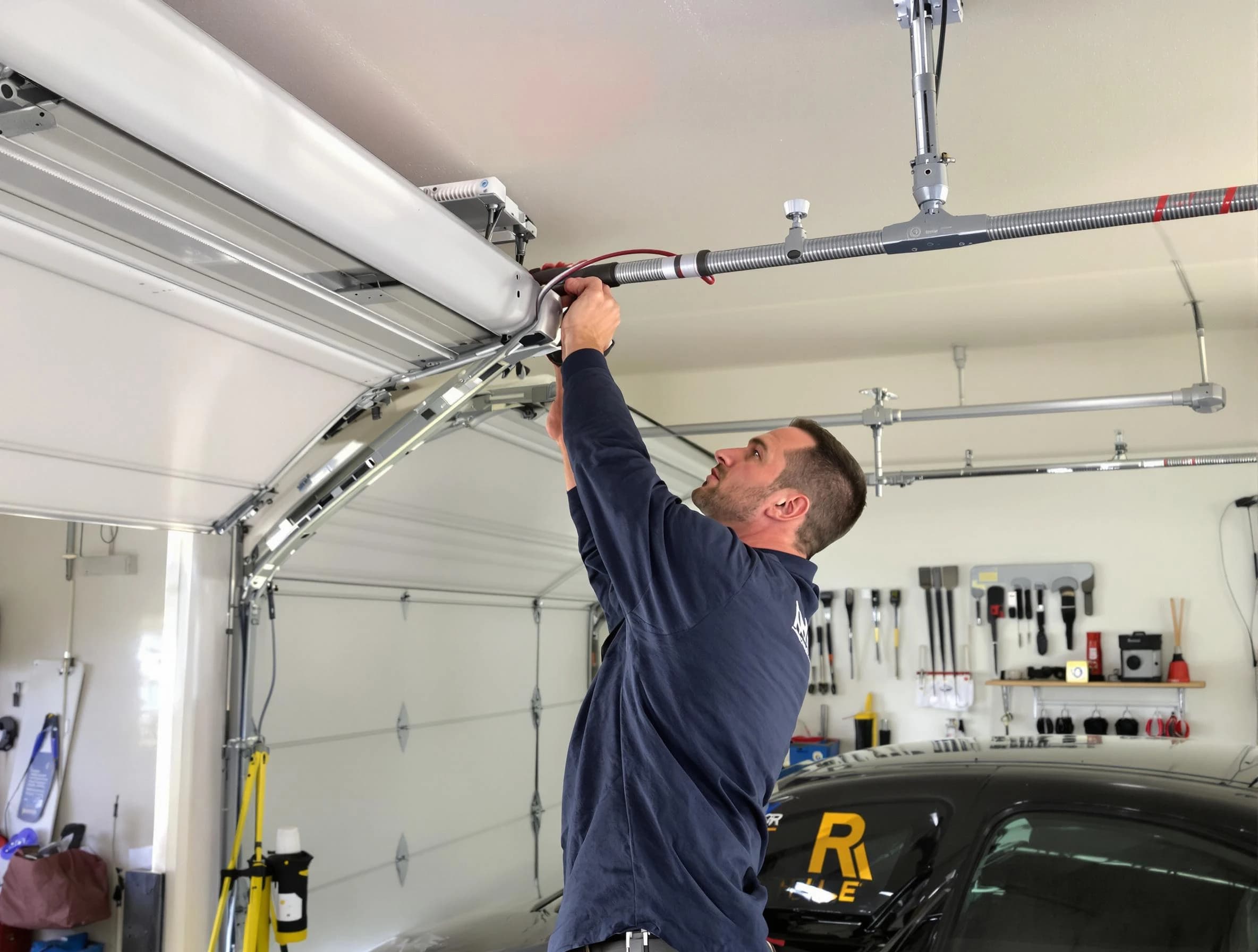 Bluffdale Garage Door Repair technician performing garage door cable repair in Bluffdale