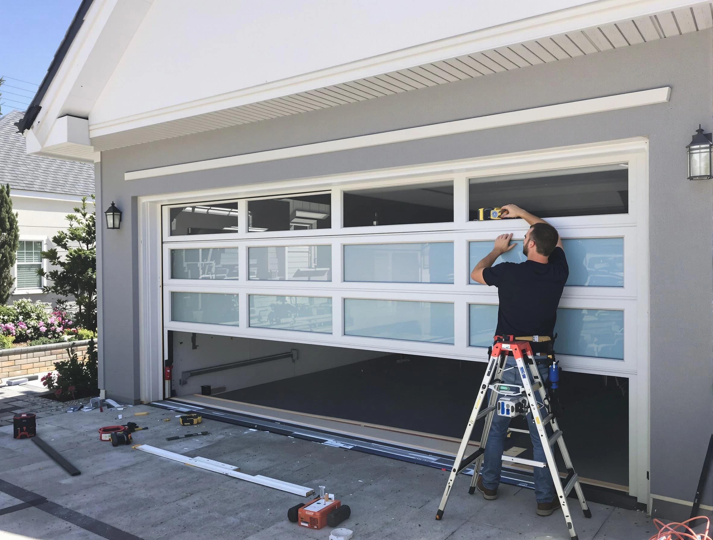 Bluffdale Garage Door Repair team performing garage door replacement in Bluffdale