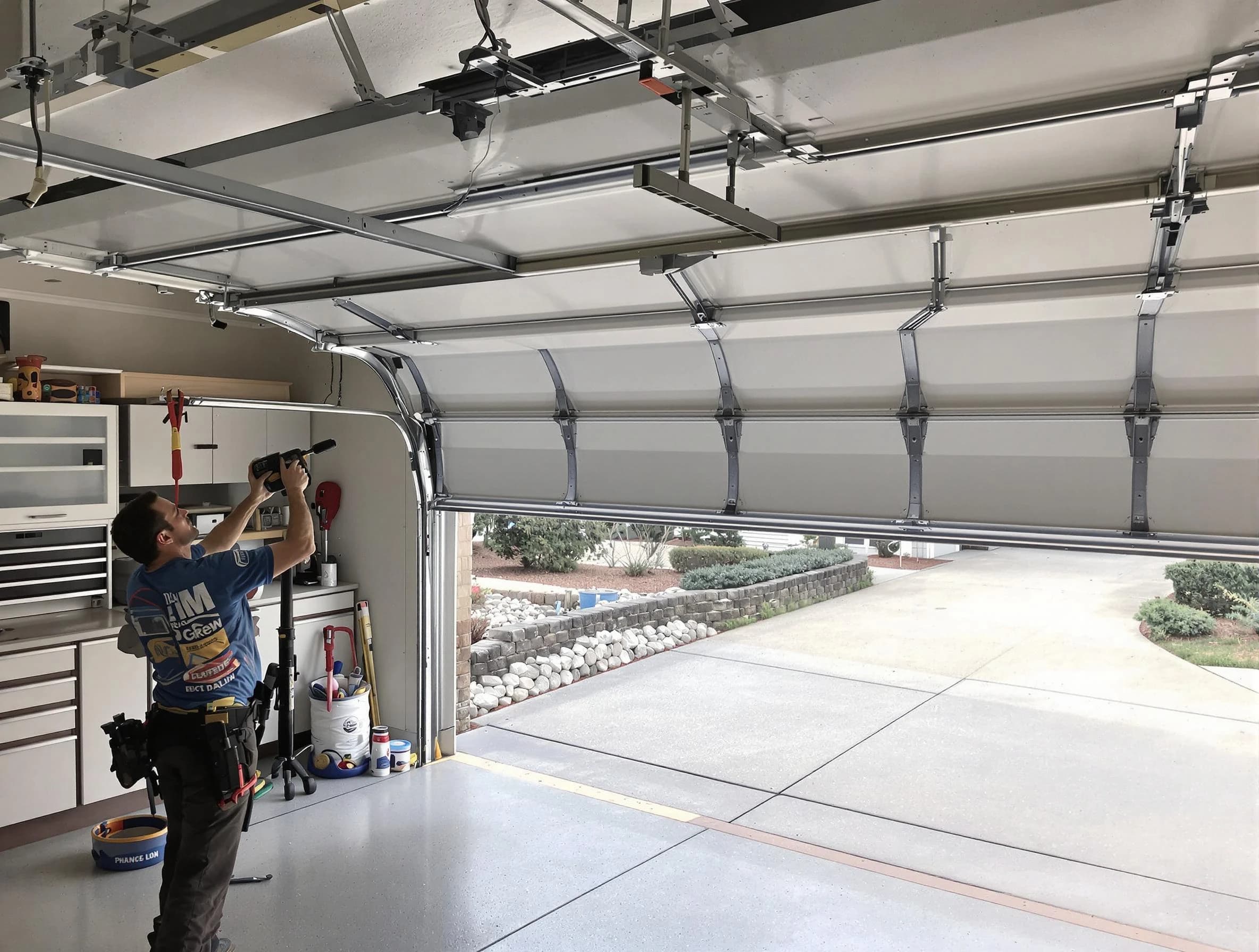 Garage door track repair service by Bluffdale Garage Door Repair in Bluffdale